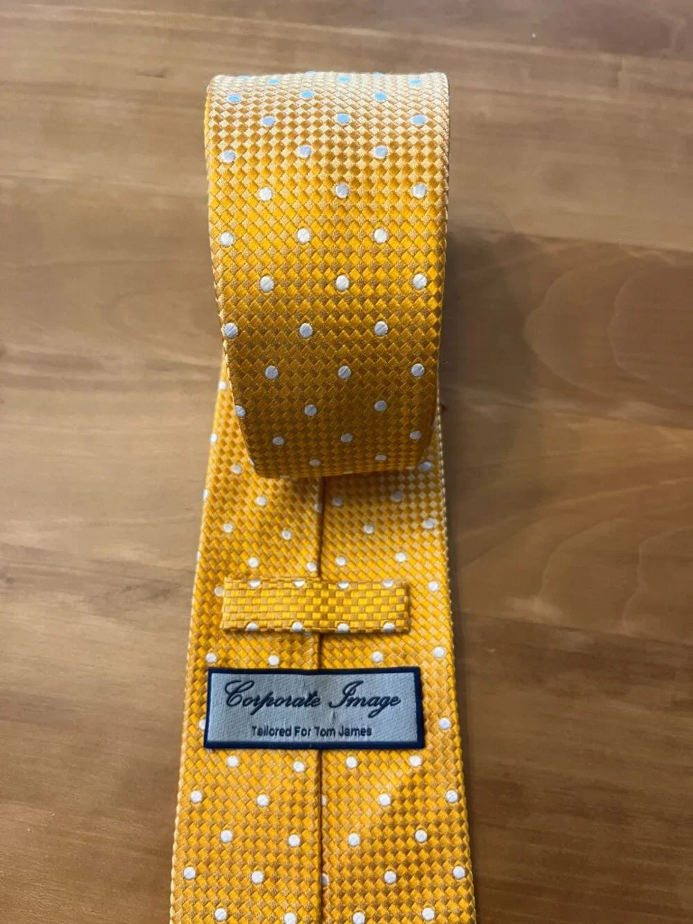 Corporate Image by Tom James -  Gold Silk Tie - Geometric Pin Dot